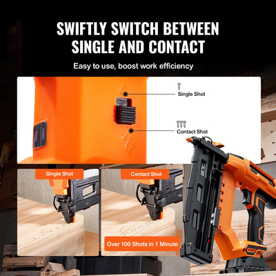 VEVOR Cordless Finish Nailer 20V Cordless Brad Nailer Kit 16Ga Nails Battery