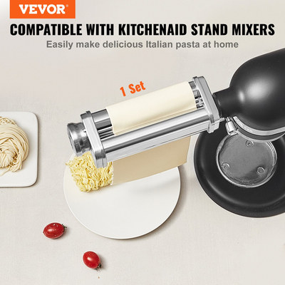 Εξάρτημα ζυμαρικών VEVOR για μίξερ με βάση KitchenAid, Εξάρτημα με ρολό φύλλου ζυμαρικών από ανοξείδωτο χάλυβα, αξεσουάρ μηχανής παρασκευής ζυμαρικών με 8 ρυθμιζόμενο πόμολο πάχους, Εξάρτημα ζυμαρικών KitchenAid της VEVOR