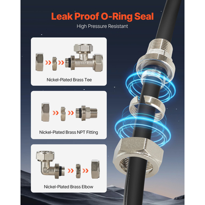 VEVOR Air Compressor Line Kit 3/4&#039;&#039; x 200FT PU Air Compressor Line System Black