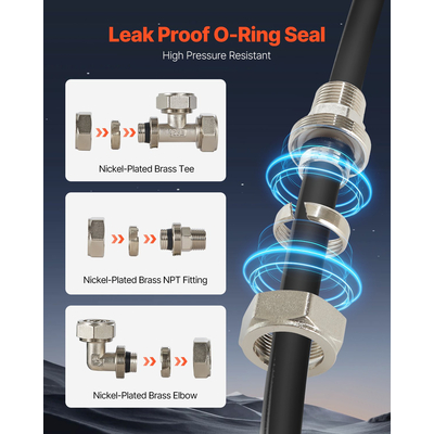 VEVOR Air Compressor Line Kit 3/4&#039;&#039; x 100FT PU Air Compressor Line System Black