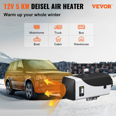 VEVOR 12V 5KW Diesel Air Heater με διακόπτη LCD 51τμχ Diesel Parking Heater για θέρμανση της καμπίνας διαφόρων πετρελαιοκίνητων μηχανικών οχημάτων RV, φορτηγών,