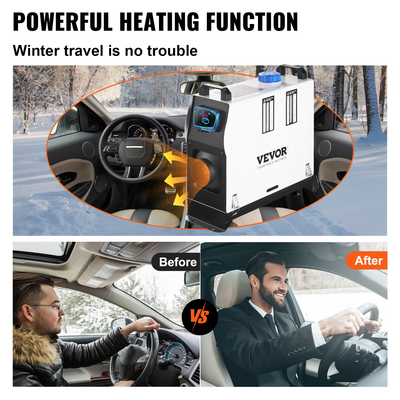 VEVOR Diesel Air Heater, 8KW Parking Heater, All in 1, Truck Heater 12V, One Outlet Air, with Red LCD Switch, Remote Control, Fast Heating Diesel Heater, For Car, RV Truck, Boat, Campervans, Caravans