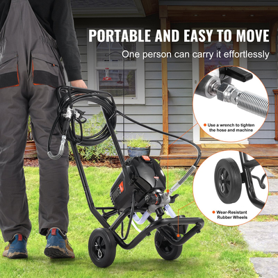 VEVOR Stand Airless Paint Sprayer, 750W 3000PSI High Efficiency Electric Airless Sprayer with Cart, Fine and ομοιόμορφο εφέ βαφής, Ψεκαστήρες χρωμάτων για έπιπλα και φράχτες εσωτερικού και εξωτερικού σπιτιού