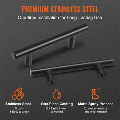 VEVOR 30 Pack Ντουλάπι έλξης, 5,03 ιντσών / 128 χιλιοστά Centre to Center Λεπτό συρτάρι ντουλαπιών κουζίνας, ανοξείδωτες μοντέρνες λαβές πόρτας ντουλαπιών κουζίνας για μπάρα μπάνιου κουζίνας Εξοπλισμός Μαύρο ματ