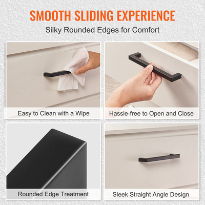 VEVOR 30 Pack Ντουλάπι έλξης, 6,3 ιντσών / 160 χιλιοστά Centre to Center Λεπτό τετράγωνο συρτάρι ντουλαπιών κουζίνας, ανοξείδωτες μοντέρνες λαβές πόρτας ντουλαπιών κουζίνας για μπάρα μπάνιου κουζίνας Εξοπλισμός Μαύρο ματ