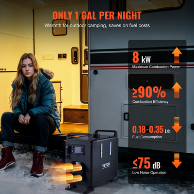 VEVOR Diesel Heater Heater Diesel Heater 12V/24V 8KW Bluetooth APP Control Vehicles