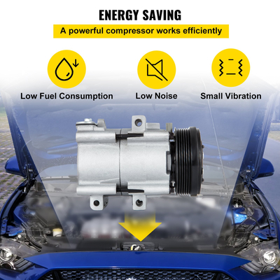 VEVOR CO 101290C (4L3Z19703AB) Συμπιεστής εναλλασσόμενου ρεύματος κλιματιστικού γενικής χρήσης για 93-07 Ford Lincoln Mercury Thunderbird F150 4.2L 4.6L 5.4L 6.8L FS10 A/C Compressor Assembly 57629 57622