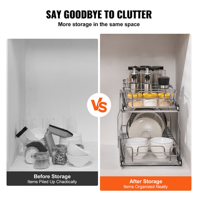 Συρταριασμένο ντουλάπι VEVOR 2 επιπέδων κάτω από το νεροχύτη Συρταριέρα 12&quot;x21