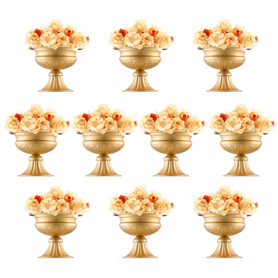VEVOR 10PCS 16cm/6,3” Βάζο Γάμου Λουλούδι Μεταλλικό Χρυσό Floral Stand για Τραπέζι