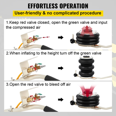VEVOR 5 Ton/11023 lbs Πνευματικό Jack Triple Bag Air Jack Ύψος ανύψωσης 6,5-16 ιντσών Φουσκωτό ανυψωτικό γρύλου αυτοκινήτου Πνευματικός γρύλος αέρα 11023LBS Χωρητικότητα εξαιρετικά γρήγορη ανύψωση