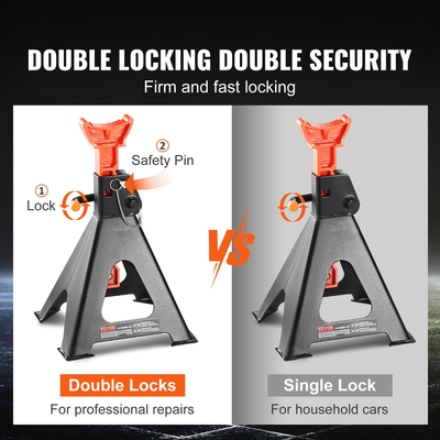 VEVOR Jack Stand, 6 Ton (13.000 lbs) Χωρητικότητα Jack Stand αυτοκινήτου Διπλό κλείδωμα, 14,2 -23 ίντσες ρυθμιζόμενο ύψος, για ανύψωση SUV, Pickup Truck, Αυτοκίνητο και UTV/ATV, Κόκκινο, 1 Pair
