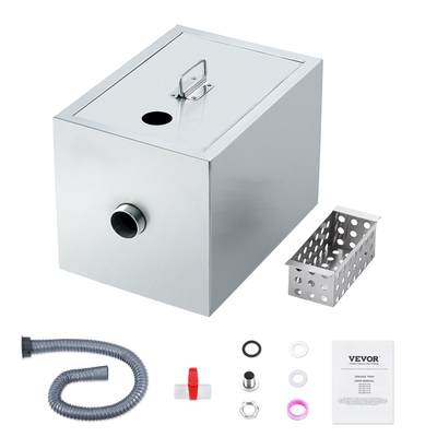 VEVOR Commercial Grease Trap, 8 LBS Grease Interceptor, Top Int Interceptor, Under Sink Graase Trap από ανοξείδωτο ατσάλι, 2,8 GPM Διαχωριστής λυμάτων λαδιού-νερού, για Καντίνα Εστιατορίου Κουζίνα σπιτιού