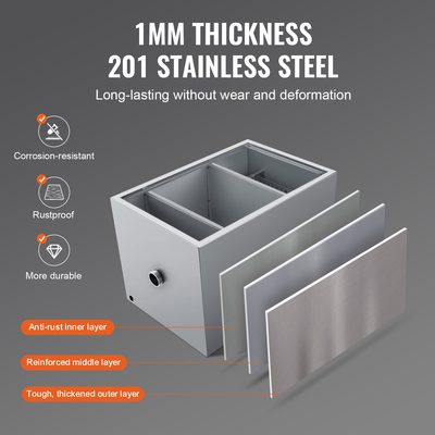 VEVOR Commercial Grease Trap, 40 LBS Grease Interceptor, Top Int Interceptor, Under Sink Graase Trap, 10 GPM Waste Water διαχωριστής λαδιού-νερού, για οικιακή κουζίνα καντίνας εστιατορίου