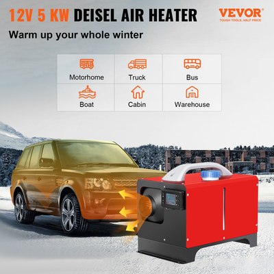 VEVOR NEW Θερμοσίφωνο Diesel, 5KW 12V Θερμοσίφωνα στάθμευσης, Mini Truck Heater, Μονή οπή εξόδου, με μαύρη LCD, Τηλεχειριστήριο, Γρήγορη Θέρμανση Diesel Heater, Για RV Truck, Boat, Bus, Trailer Car, Motorhomes