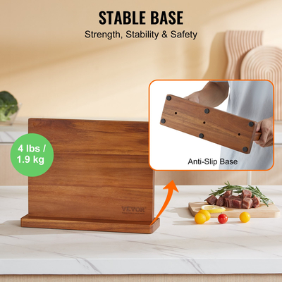 VEVOR Magnetic Knife Block, 12 ιντσών θήκη για μαχαίρια κουζίνας σπιτιού, Μαγνητική βάση μαχαιριών διπλής όψης, ράφι μαχαιριών από ξύλο ακακίας αποθήκευσης πολλαπλών λειτουργιών, οργάνωση οθόνης μαχαιροπήρουνων για μαχαίρια, σκεύη, εργαλεία