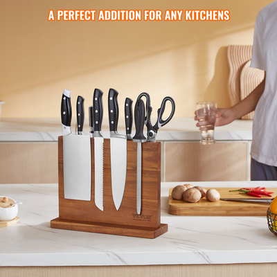 VEVOR Magnetic Knife Block, 12 ιντσών θήκη για μαχαίρια κουζίνας σπιτιού, Μαγνητική βάση μαχαιριών διπλής όψης, ράφι μαχαιριών από ξύλο ακακίας αποθήκευσης πολλαπλών λειτουργιών, οργάνωση οθόνης μαχαιροπήρουνων για μαχαίρια, σκεύη, εργαλεία