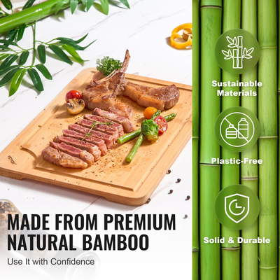 Πίνακας κοπής VEVOR Bamboo Premium Πολυχρηστική σανίδα κοπής με ενσωματωμένη λαβή