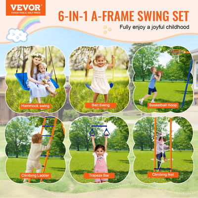 Σετ Swing VEVOR για Backyard 6 σε 1 Σετ κούνιας 440lbs Χωρητικότητα Μεταλλικό σετ κούνιας