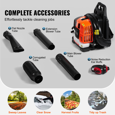 VEVOR Backpack Leaf Blower 52CC 2-Cycle Gas Leaf Blower 480CFM Όγκος αέρα 175 mph