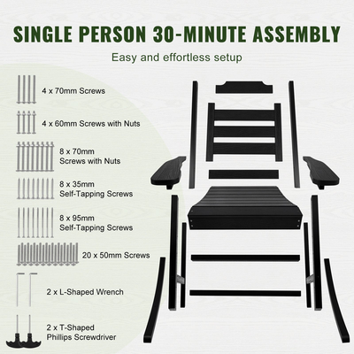 VEVOR Βεράντα Rocker HIPS Κουνιστή καρέκλα εξωτερικού χώρου Ψηλή πλάτη 2 τμχ 400 λίβρες Βάρος