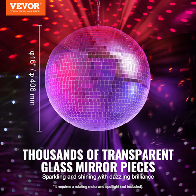 VEVOR Mirror Disco Ball 16 In Silver Party Μεγάλη Ντίσκο Μπάλα με κρεμαστό δαχτυλίδι