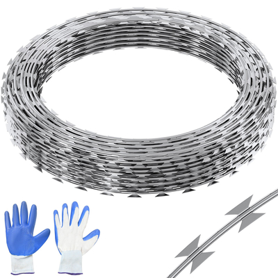 VEVOR Razor Wires, 246 ft Razor Barbed Wire, 5 Rolls Razor Wire Fence περίφραξη ξυραφιού, Razor Ribbon Razor Wire Γαλβανισμένος φράχτης ξυραφιού, Rolls Razor for Garden