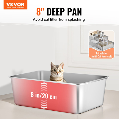 VEVOR 8 σε Deep Litter Box Κουτί απορριμμάτων χωρίς οσμή με σανίδα ποδιών φιλτραρίσματος
