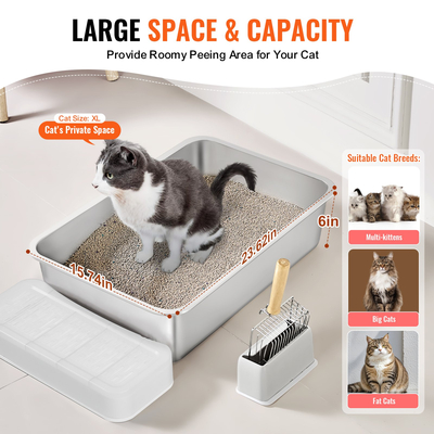 VEVOR 6 σε Deep Litter Box Κουτί απορριμάτων χωρίς οσμή με σανίδα ποδιών φιλτραρίσματος