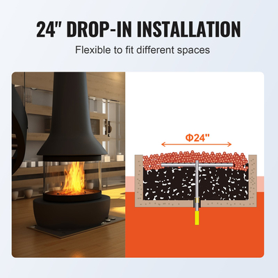 VEVOR 24 ιντσών στρογγυλό πτυσσόμενο λάκκο, καυστήρας από ανοξείδωτο ατσάλι, φυσικού αερίου και προπανίου 92.000 BTU, για χρήση σε εσωτερικούς ή εξωτερικούς χώρους