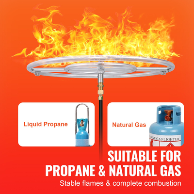 VEVOR 24 ιντσών στρογγυλό πτυσσόμενο λάκκο, καυστήρας από ανοξείδωτο ατσάλι, φυσικού αερίου και προπανίου 92.000 BTU, για χρήση σε εσωτερικούς ή εξωτερικούς χώρους