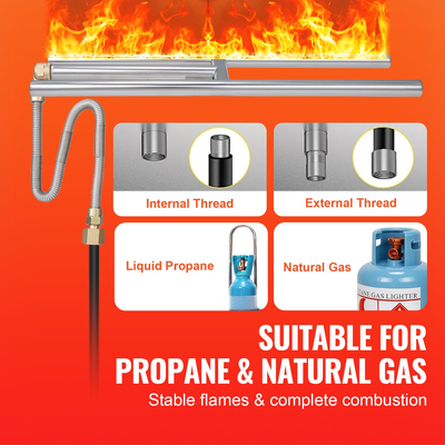 VEVOR 6 x 18 ιντσών Drop-in Fire Pit Pan, Ορθογώνιος Καυστήρας από Ανοξείδωτο Χάλυβα, Φυσικό &amp; Προπανικό Αέριο Fire Pan H-Burner 90.000 BTU για χρήση σε εσωτερικούς ή εξωτερικούς χώρους