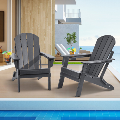 Πλαστική καρέκλα VEVOR Adirondack σετ 2 Πτυσσόμενων Φωτιάς Γκρι παντός καιρού