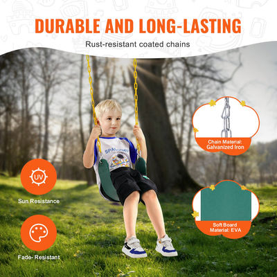 VEVOR 2-pack Swing καθίσματα Swings Αντικατάσταση για σετ κούνιας εξωτερικού χώρου Αλυσίδα 66 ιντσών
