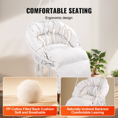 VEVOR αιώρα Swinging Chair Macramé Κρεμαστή καρέκλα με μαξιλάρι εσωτερικού &amp; εξωτερικού χώρου