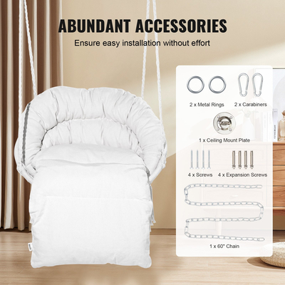 VEVOR αιώρα Swinging Chair Macramé Κρεμαστή καρέκλα με μαξιλάρι εσωτερικού &amp; εξωτερικού χώρου