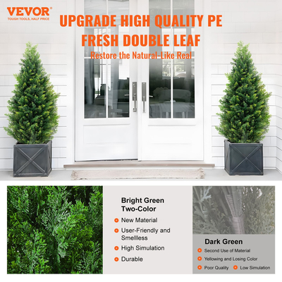 VEVOR 2 Pack 3&#039; Artificial Cedar Topiary Tree Faux Plant UV Decor In/Outdoor