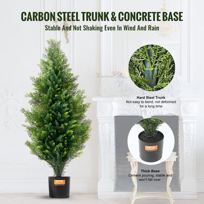 VEVOR 2 Pack 3&#039; Artificial Cedar Topiary Tree Faux Plant UV Decor In/Outdoor