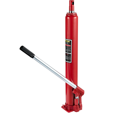 VEVOR Hydraulic Long Ram Jack, χωρητικότητα 4 Tons/8818 lbs, με μονοέμβολη αντλία και επίπεδη βάση, χειροκίνητος επιλογέας κερασιού με λαβή, για γερανούς γκαράζ/καταστήματος, ανυψωτικό κινητήρα, κόκκινο