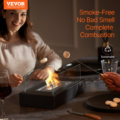 VEVOR Επιτραπέζιο Fire Pit 14 ιντσών Μεταλλικό Τζάκι Εσωτερικός Εξωτερικός χώρος με Γυαλί