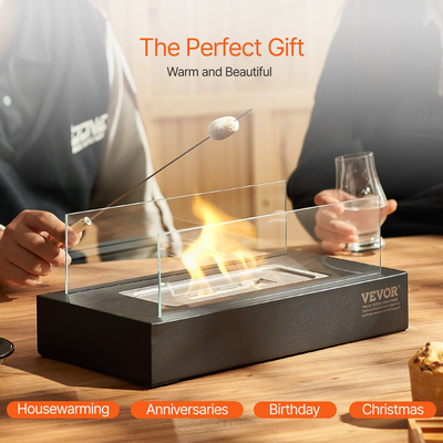 VEVOR Επιτραπέζιο Fire Pit 14 ιντσών Μεταλλικό Τζάκι Εσωτερικός Εξωτερικός χώρος με Γυαλί
