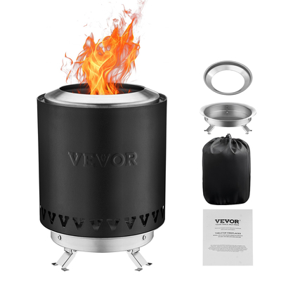 VEVOR Επιτραπέζιο τζάκι 6 ιντσών από ανοξείδωτο ατσάλι Εσωτερικός εξωτερικός χώρος Μαύρο