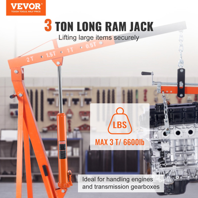 VEVOR Hydraulic Long Ram Jack, κύλινδρος ανύψωσης κινητήρα 3 τόνων με μονοέμβολη αντλία και βάση Clevis, υδραυλικός κύλινδρος εμβόλου για ανυψωτικά μηχανών ανύψωσης, υδραυλικοί γερανοί γκαράζ/καταστημάτων, μηχανικοί, αγροκτήματος
