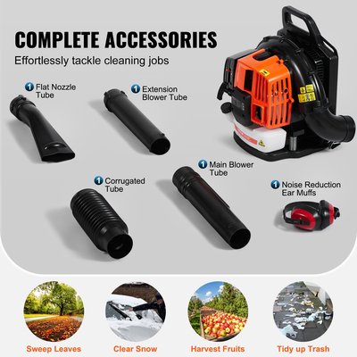 VEVOR Backpack Leaf Blower 62CC 2-Cycle Gas Leaf Blower 1110CFM Volume Air