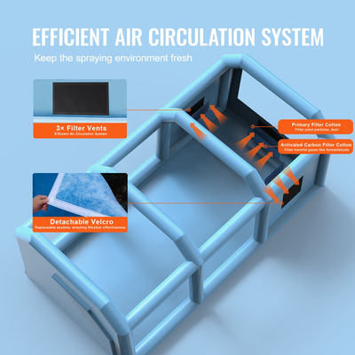 Φουσκωτός θάλαμος βαφής VEVOR, 26,2 x 14,8 x 9,8 ft, φουσκωτός θάλαμος ψεκασμού, με ισχυρούς φυσητήρες 950W+750W και σύστημα φίλτρου αέρα, φορητός θάλαμος βαφής αυτοκινήτου για μικρό φορτηγό, μεγάλη μοτοσικλέτα, μεσαίου μεγέθους SU