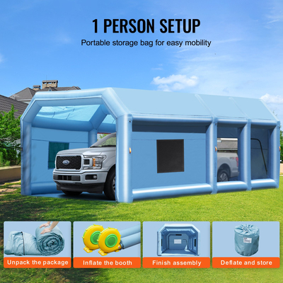 Φουσκωτός θάλαμος βαφής VEVOR, 32,8 x 21 x 14,8 ft, φουσκωτός θάλαμος ψεκασμού, με ισχυρούς φυσητήρες 1100W+750W και σύστημα φίλτρου αέρα, φορητός θάλαμος βαφής αυτοκινήτου για μεγάλο φορτηγό, μεγάλο φορτηγό, μεγάλα μηχανήματα