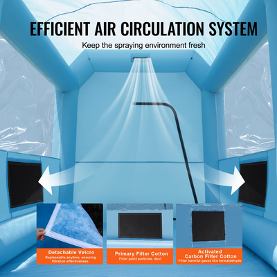 Φουσκωτός θάλαμος βαφής VEVOR, 9,8 x 8,2 x 8,2 ft, φουσκωτός θάλαμος ψεκασμού, με ισχυρό ανεμιστήρα και σύστημα φίλτρου αέρα 550 W, φορητός θάλαμος βαφής αυτοκινήτου για μοτοσικλέτα, ποδήλατο, βαφή μικρών επίπλων