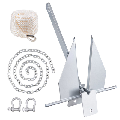 VEVOR Fluke Style Anchor Kit, Άγκυρα Fluke από γαλβανισμένο χάλυβα 8,5 LBS εν θερμώ με αλυσίδα 7,9&#039;, σχοινί 75&#039; και δύο δεσμά 0,4 ιντσών, άγκυρα θαλάσσιου σκάφους για μικρά σκάφη κάτω των 18&#039;, θάλασσες, ποτάμια και ακτές