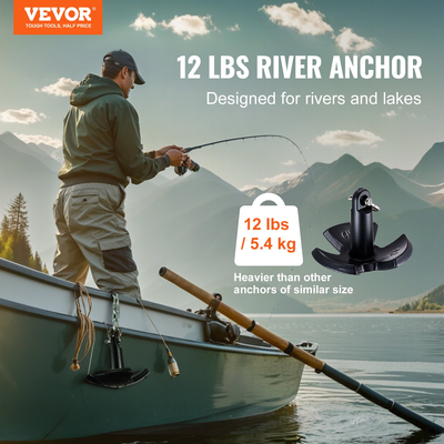 VEVOR River Anchor 12 LBS Boat Anchor Χυτοσίδηρος Μαύρο βινύλιο με αγκύλη
