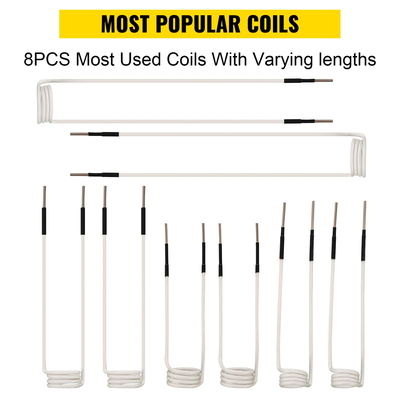 VEVOR Induction Heater Coil Kit 8PCS Πιο χρησιμοποιούμενα πηνία επαγωγικού θερμαντήρα με ποικίλα μήκη, ανθεκτικό στη θερμότητα εργαλείο επαγωγικού θερμαντήρα με ευελιξία και μεγάλη διάρκεια ζωής για αφαίρεση σκουριασμένων μπουλονιών και παξιμαδιών