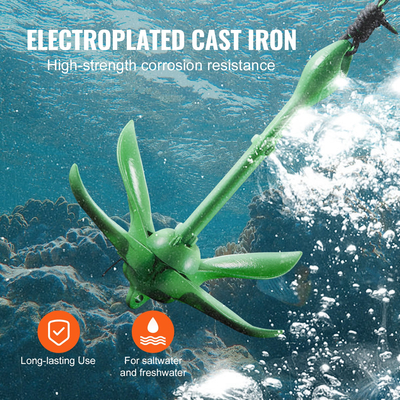 VEVOR Kayak Anchor Kit, 3,5 lb Paddle Board Anchor Kit με 26,2 ft/8 m σχοινί και σημαδούρα, πτυσσόμενη μικρή άγκυρα σκάφους με τσάντα αποθήκευσης και άγκιστρο, αξεσουάρ καγιάκ για καγιάκ, μικρά σκάφη, κανό